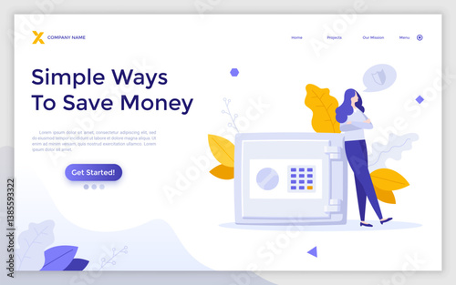 Flat Landing Page Template With Characters. Business Vector Illustration