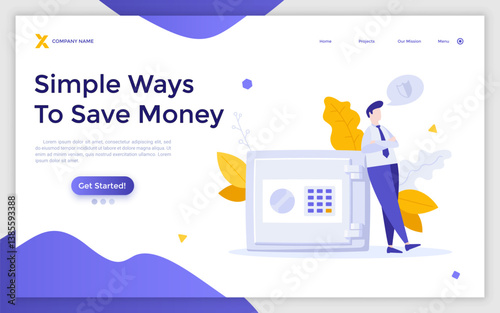Flat Landing Page Template With Characters. Business Vector Illustration