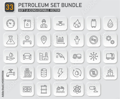 Comprehensive Petroleum Industry Icon Set for Modern UI Design Projects Vector