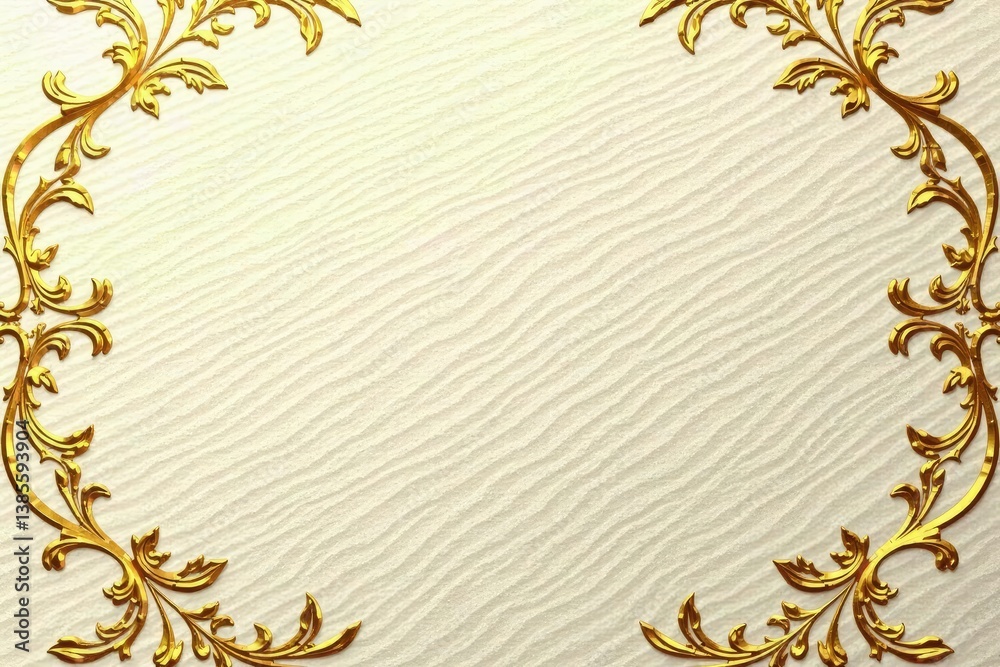 Obraz premium Intricate floral damask wallpaper, elegant gold on cream , wallpaper, design