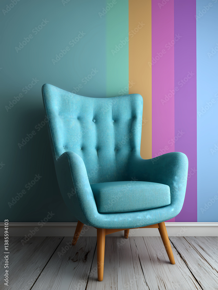 Fototapeta premium Sofa seats in front of colorful wall