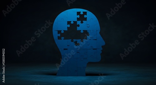 Puzzle Brain in Head Silhouette