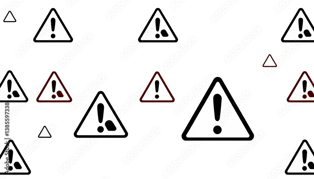 Warning sign icon pattern on white background Minimalist line art style , photo, black Warning sign icon pattern on white background Minimalist line art style , photo, black