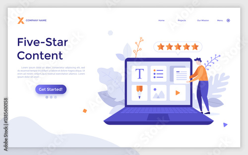 Flat Landing Page Template With Characters. Business Vector Illustration