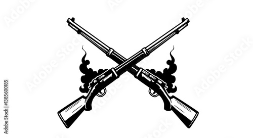 Crossed Antique Rifles in Monochrome Representing History
