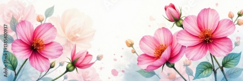 Wallpaper Mural Watercolor blooms in delicate hues, soft petals unfurl, watercolor, art, flowers Torontodigital.ca