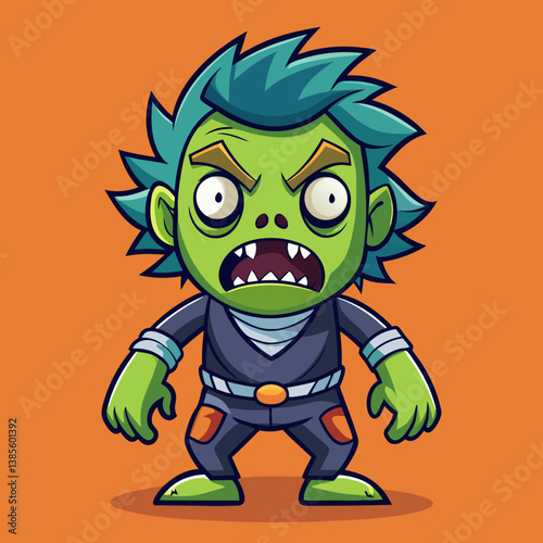 Cartoon Illustration of a Scared Zombi