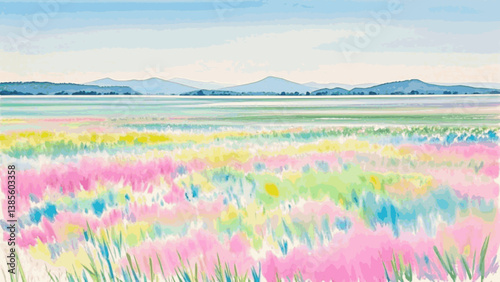 Soft field skies isolated watercolor vector illustration svg 