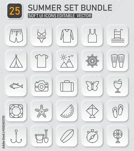 Delightful Summer Icon Collection: Embracing Warmth and Relaxation with Visual Elements