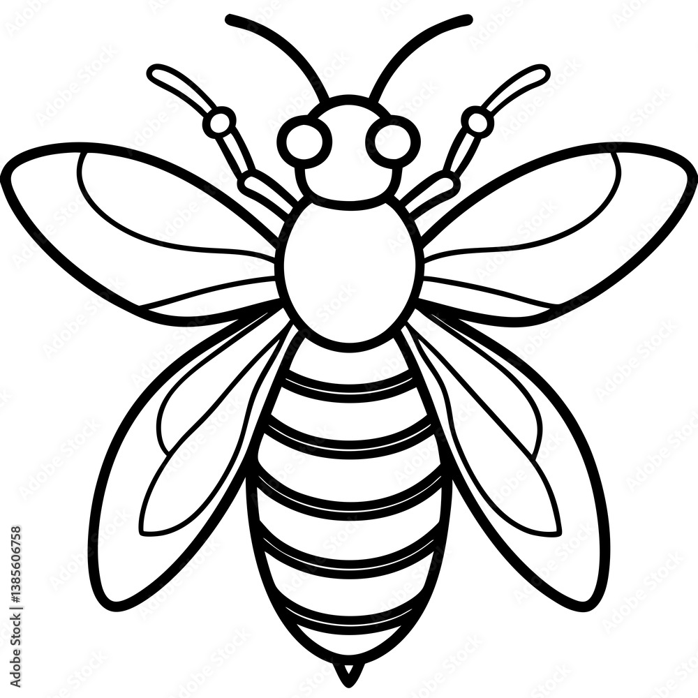 Elegant Bee Vector in One Line Art Elegant Bee Vector in One Line Art