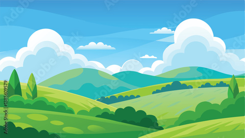 Desert landscape, vast sand dunes, golden sunset, orange sky, large sun, mountainous horizon, warm colors, stylized illustration, vector art, minimalist design, tranquil scene, barren wilderness, roll