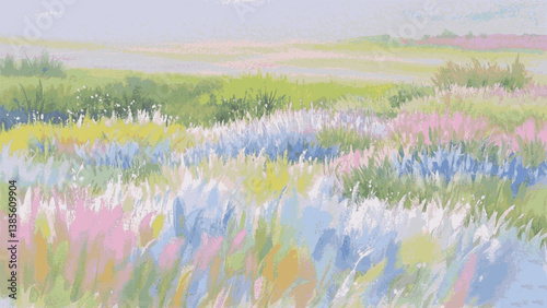 Whispers of wildflowers field isolated watercolor vector illustration svg 