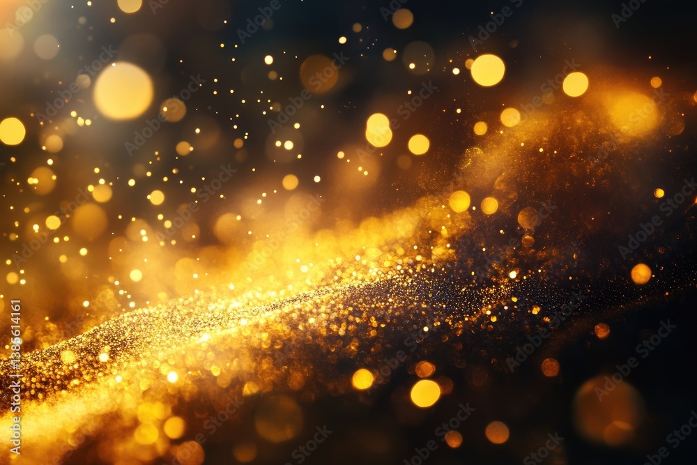 Obraz premium Abstract image of bright golden particles and bokeh lights