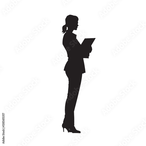 Black business woman silhouette illustration of one person standing