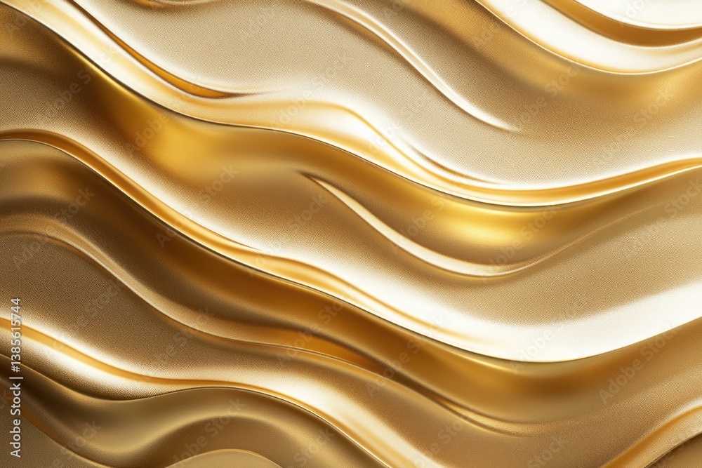 Fototapeta premium Smooth golden material with elegant flowing waves and soft highlights