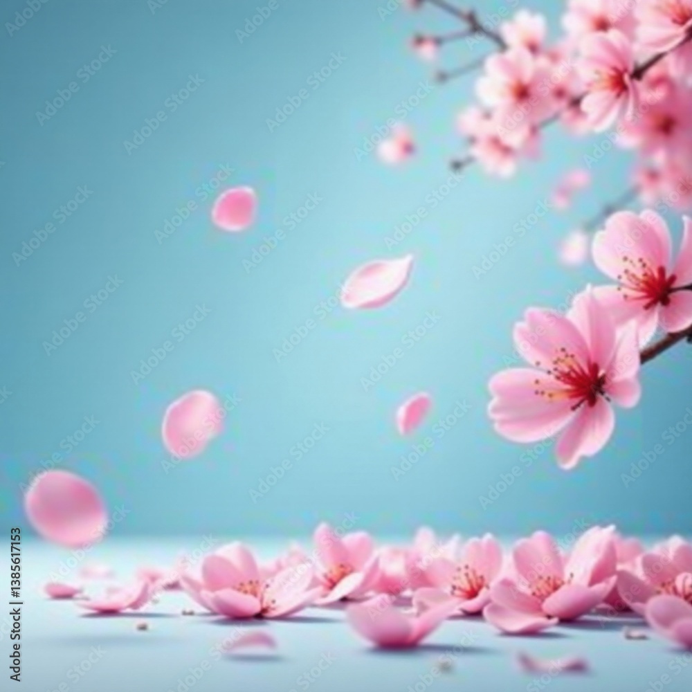 Pink sakura petals floating gently in the air, delicate, subtle, blossom Pink sakura petals floating gently in the air, delicate, subtle, blossom
