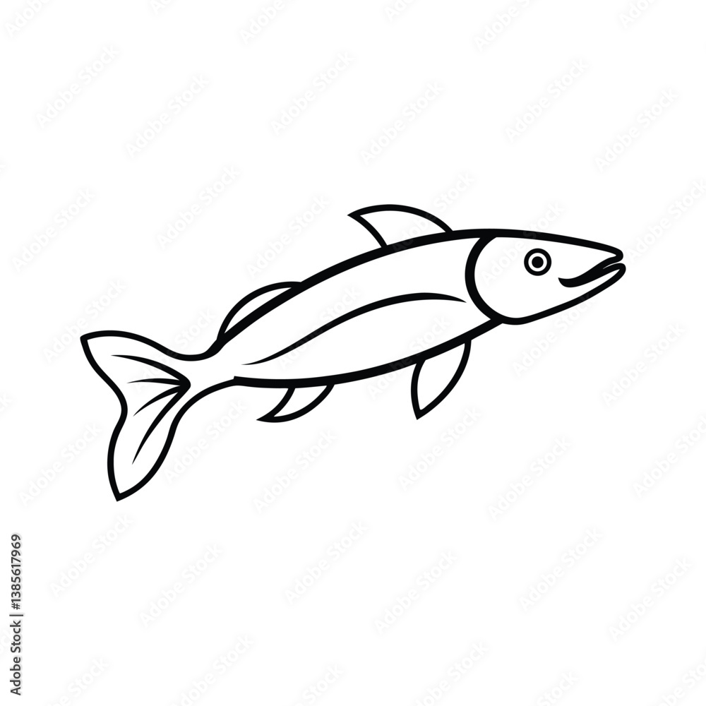Fototapeta premium muskellunge fish vector line art illustration
