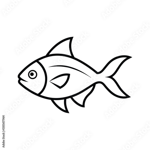 tetra fish vector line art illustration