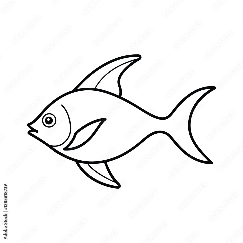 Fototapeta premium platy fish vector line art illustration