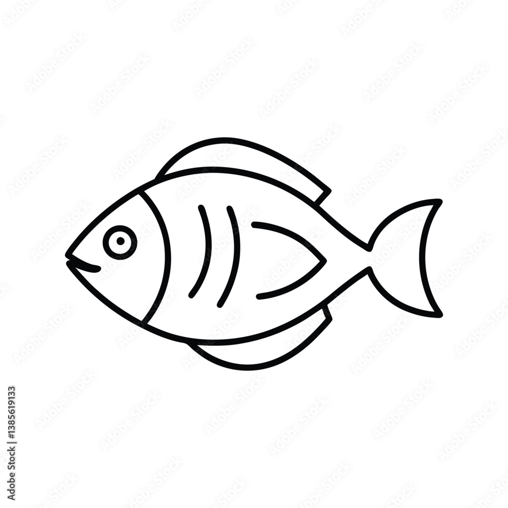 Obraz premium scrawled file fish vector line art illustration