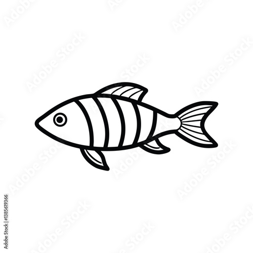 zebra danio fish vector line art illustration
