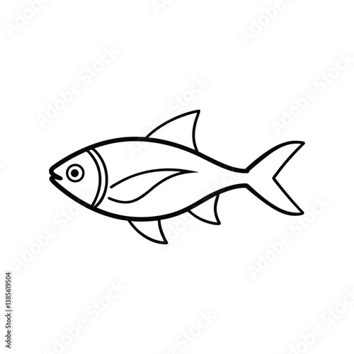 cardinal tetra fish vector line art illustration