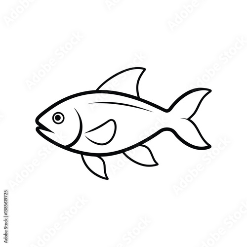 Asian carp fish line art vector illustration on white background