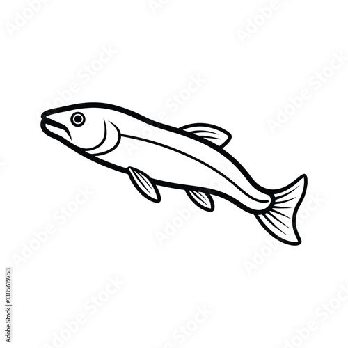 snakehead fish line art vector illustration