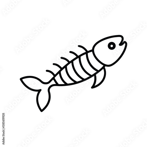 bone fish line art vector illustration on white background