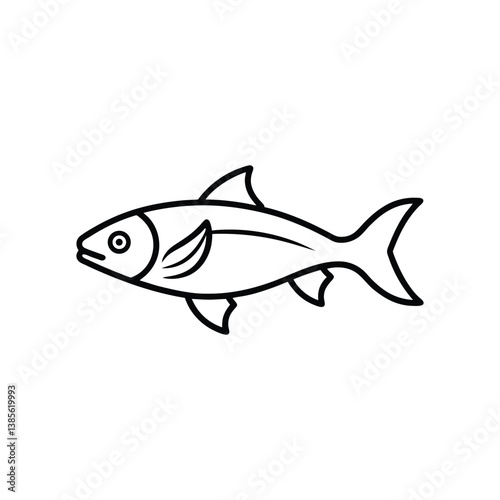 Atlantic wolf fish line art vector illustration