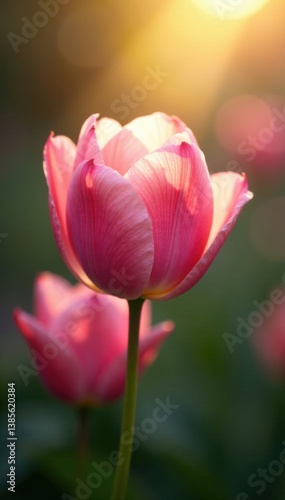 Soft petals unfolding in gentle morning light, garden, nature, pastel colors