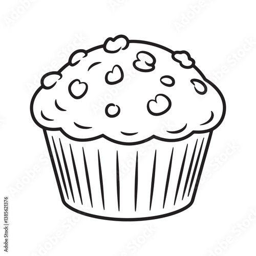 Delicious chocolate muffin, a sweet baked dessert. cake vector design