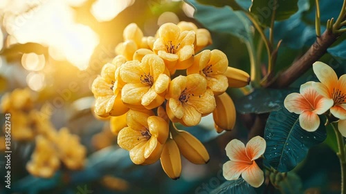 Golden Hour Blooms: A Tropical Floral Delight