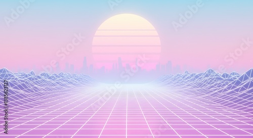Synthwave Sunset Serenade AI Generated