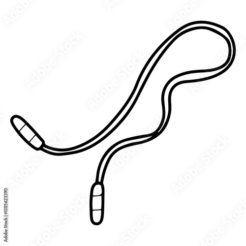 Sports jump rope. Hand drawn doodle. Jumping equipment. Gym classes. Healthy lifestyle. Fitness item. Athletics. Vector line art illustration.