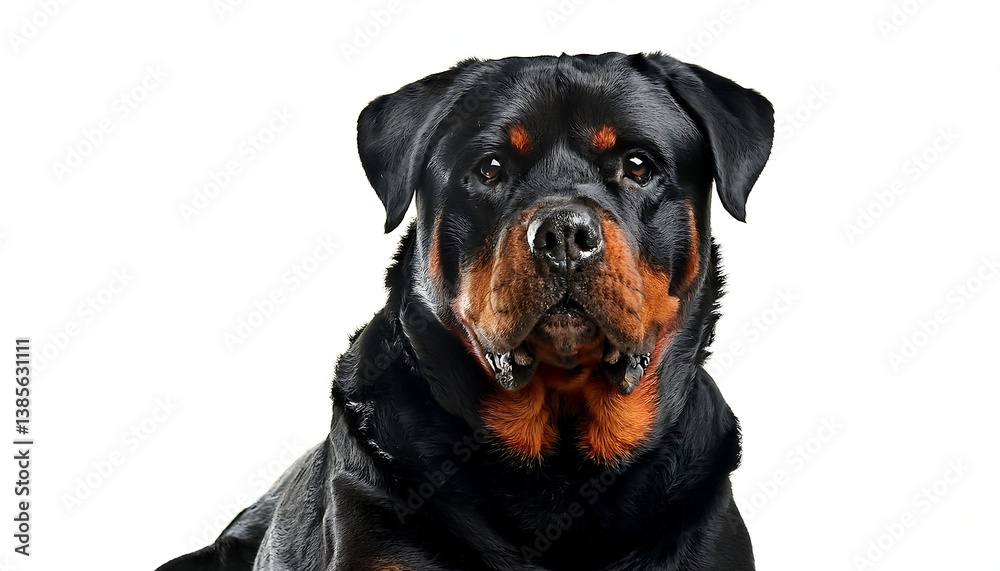 Fototapeta premium Portrait of a majestic Rottweiler with a watchful and loyal expression