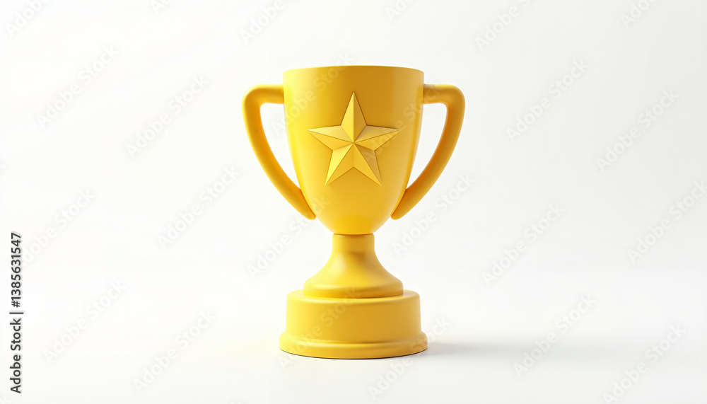 Yellow trophy with star on a plain background Yellow trophy with star on a plain background