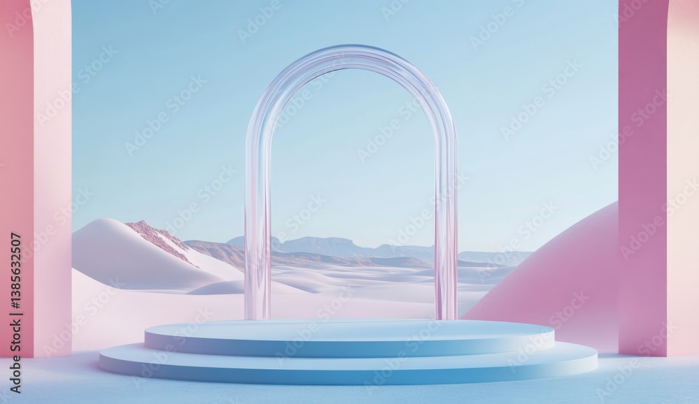 Fototapeta premium Pastel desert archway podium display