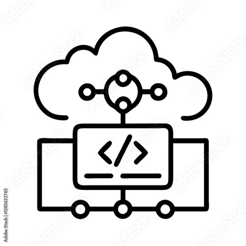 Cloud computing and serverless architecture for scalable web application development design icon vector