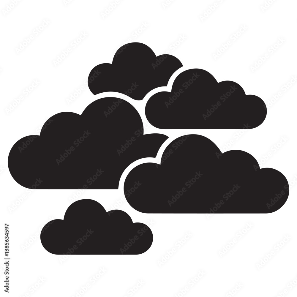 Cloud vector graphic design. A set of clouds illustration in the sky in black silhouette. with white background Cloud vector graphic design. A set of clouds illustration in the sky in black silhouette. with white background