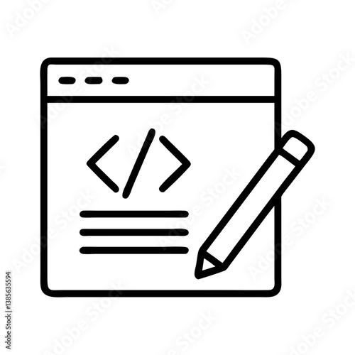 Web development coding icon with pencil for website design and programming vector illustration icon