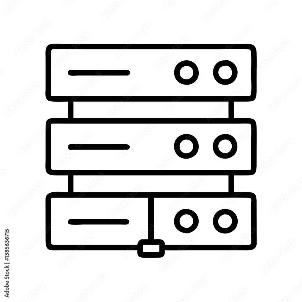 Server rack data center hosting database storage network technology it infrastructure mainframe system icon vector Server rack data center hosting database storage network technology it infrastructure mainframe system icon vector