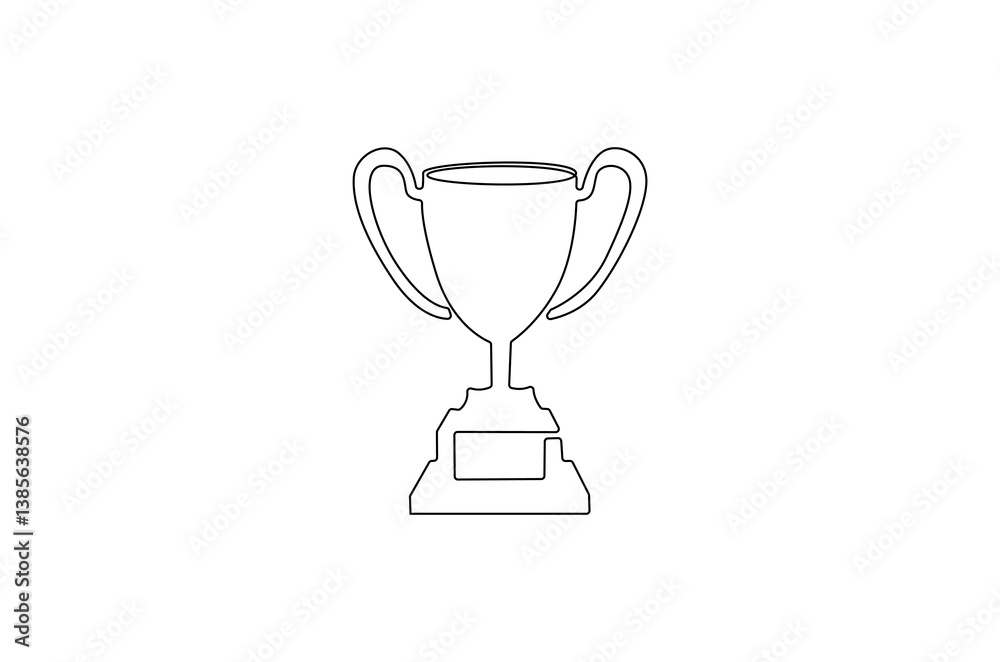 Continuous one line drawing of Award trophy cup. Single line drawing illustration of trophy cup competition. Winner champion concept vector art. Line vector illustration. Continuous one line drawing of Award trophy cup. Single line drawing illustration of trophy cup competition. Winner champion concept vector art. Line vector illustration.