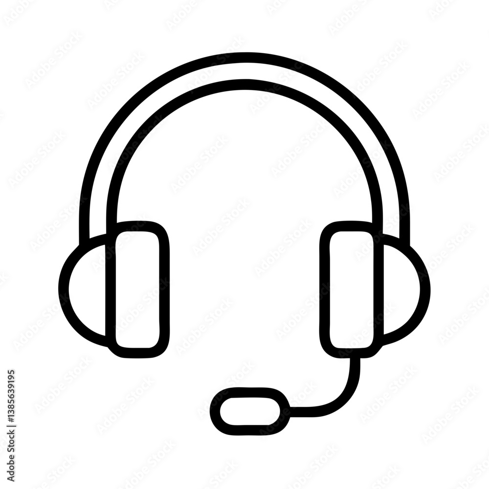 Headset with microphone icon vector illustration for call center support and customer service design Headset with microphone icon vector illustration for call center support and customer service design