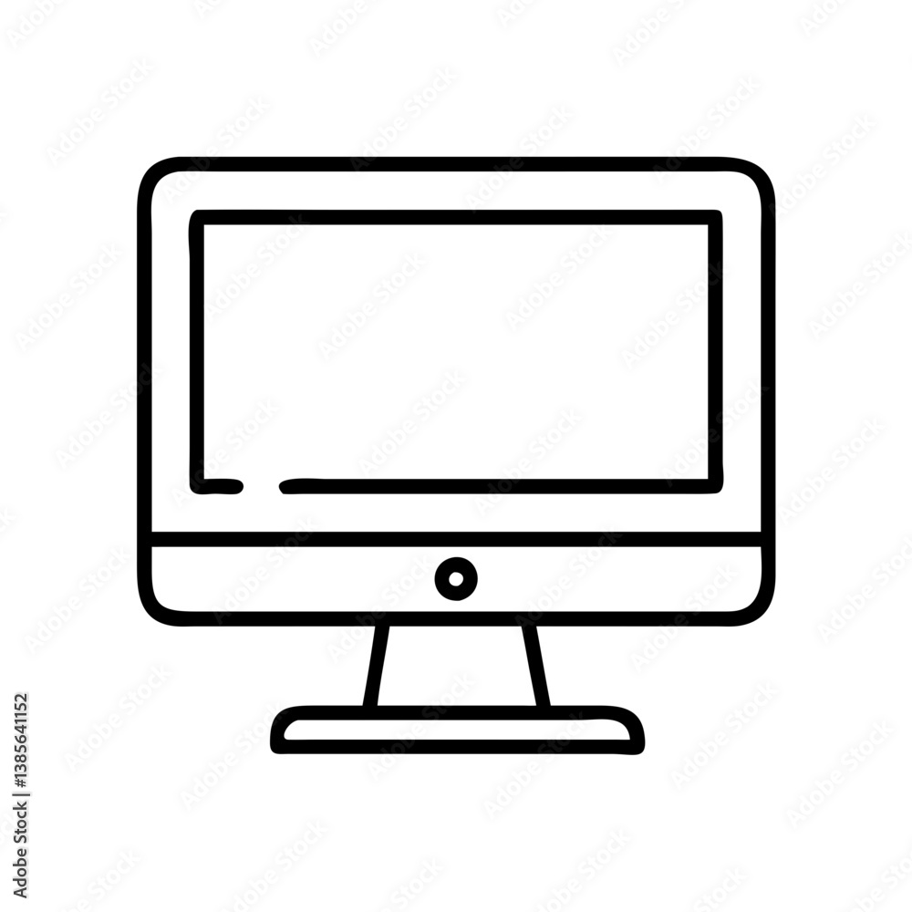 Desktop computer monitor screen display technology device outline vector illustration icon design for graphics Desktop computer monitor screen display technology device outline vector illustration icon design for graphics