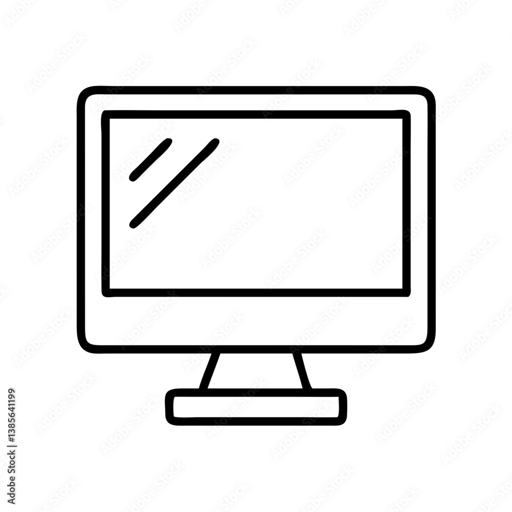 Computer monitor display screen vector icon for desktop pc and workstation technology and office equipment Computer monitor display screen vector icon for desktop pc and workstation technology and office equipment