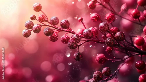 Sparkling Red Berries: A Festive Winter Close-Up
