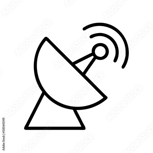 Satellite dish antenna vector icon illustration for communication and technology design project, isolated on white