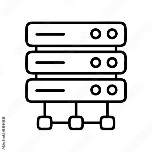 Server rack data center hosting network database storage mainframe computer system technology icon vector