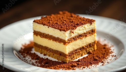 Wallpaper Mural Individual tiramisu portion; rich, creamy texture; dusting of cocoa powder , yummy, high angle, sweet Torontodigital.ca